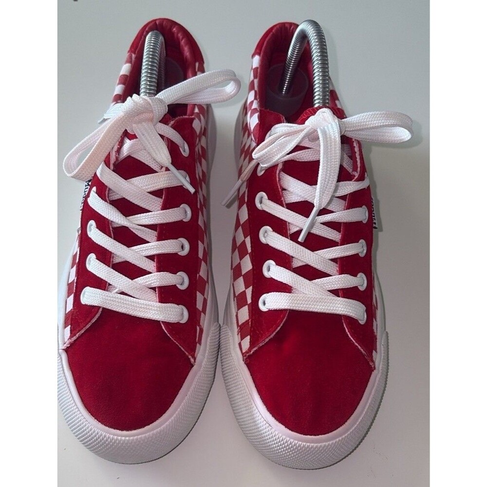 MUDD Poppy 59L Sneakers Shoes Red White Checkered Laced Womens Sz 10 Y2K 90’s